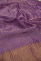 Purple Banarasi Pure Tissue Silk Hand Embroidered Unstitched Suit Set with Pure Tissue Stripes Dupatta The Banarasee Aura