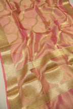 Pink Golden Banarasi Pure Tissue Silk Woven Unstitched Suit Set With Pure Tissue Silk Woven Rangkat Dupatta The Banarasee Aura