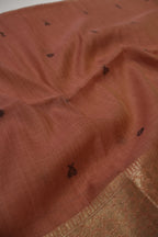 Orange Rust Banarasi Chanderi Silk Blend Jamdani Woven Unstitched Suit Set With Chanderi Woven Dupatta The Banarasee Aura
