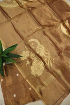 Brown Gold Banarasi Pure Tissue Silk Sona Roopa Kadhwa Woven Unstitched Suit Set With Pure Tissue Silk Kadhwa Woven Dupatta The Banarasee Aura