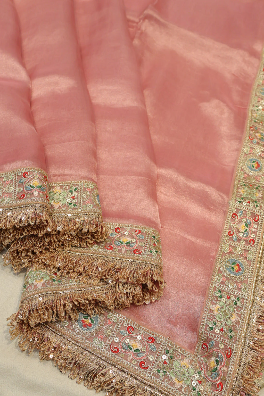 Baby Pink Pure Banarasi Tissue Silk Saree With Contrast Brocade Meenakari Woven Blouse The Banarasee Aura