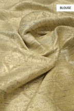 Antique Golden Pure Banarasi Tissue Silk Saree With Contrast Brocade Blouse The Banarasee Aura