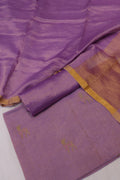 Purple Banarasi Pure Tissue Silk Hand Embroidered Unstitched Suit Set with Pure Tissue Stripes Dupatta The Banarasee Aura
