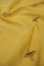 Yellow Banarasi Pure Tissue Silk Hand Embroidered Unstitched Suit Set with Pure Tissue Stripes Dupatta The Banarasee Aura