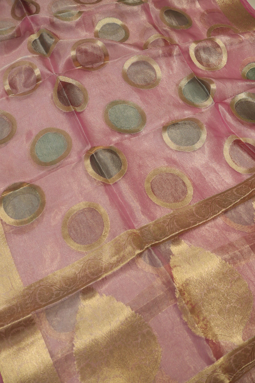 Pink Silver Banarasi Pure Tissue Silk Meenakari Woven Unstitched Suit Set With Pure Tissue Silk Woven Rangkat Dupatta The Banarasee Aura