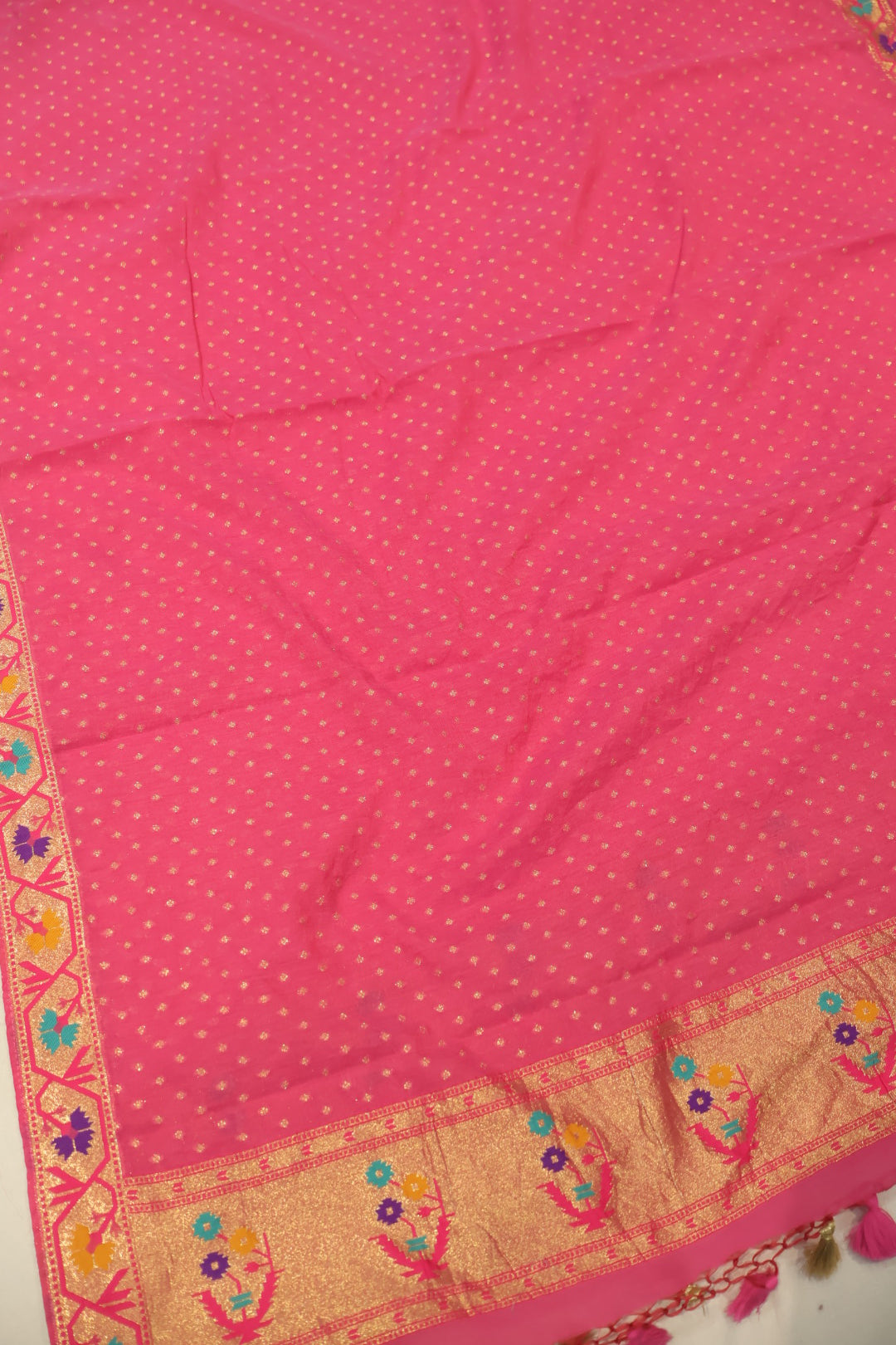Pink Cotton Silk Meenakari Paithani Woven Unstitched Banarasi Suit Set The Banarasee Aura