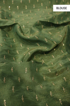 Green Pure Banarasi Tissue Silk Weaved Saree With Tissue Embroidered Blouse The Banarasee Aura