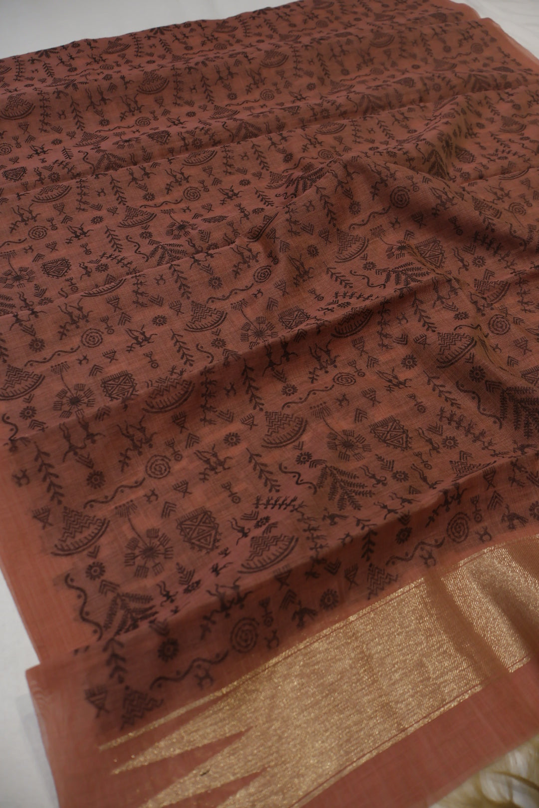 Orange Rust Banarasi Chanderi Silk Blend Jamdani Woven Unstitched Suit Set With Chanderi Woven Dupatta The Banarasee Aura