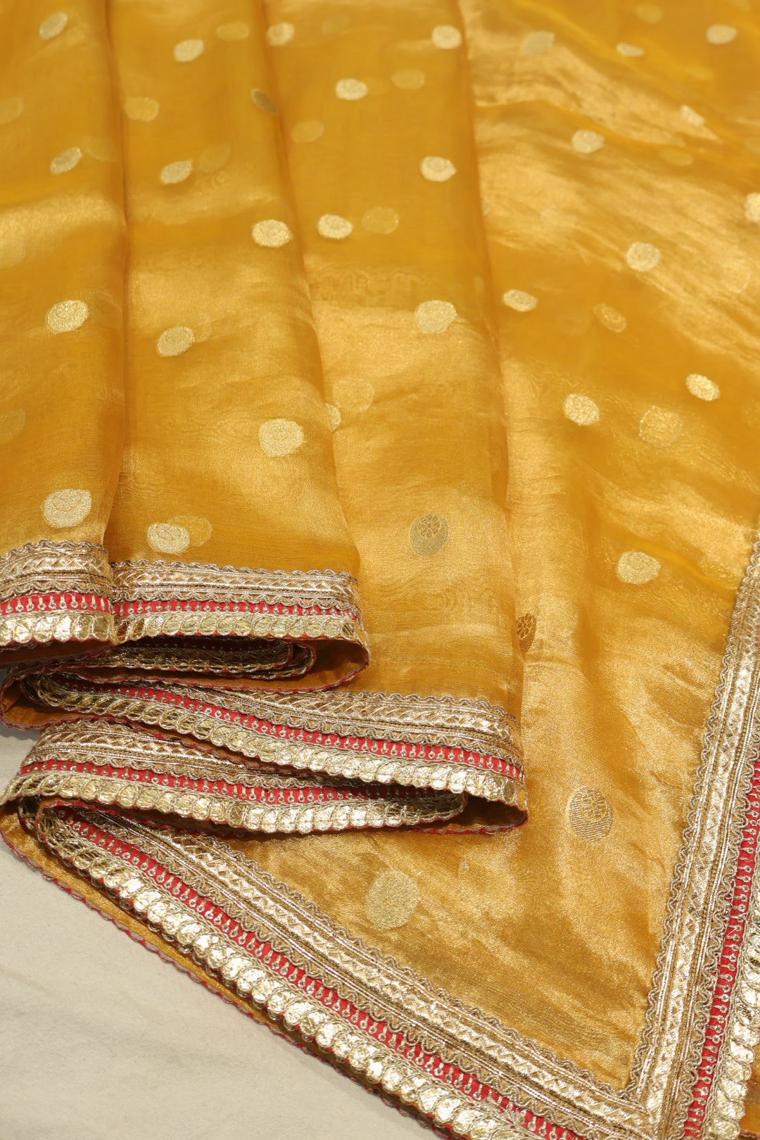 Yellow Pure Banarasi Tissue Silk Weaved Saree With Pure Contrast Brocade Silk Blouse The Banarasee Aura