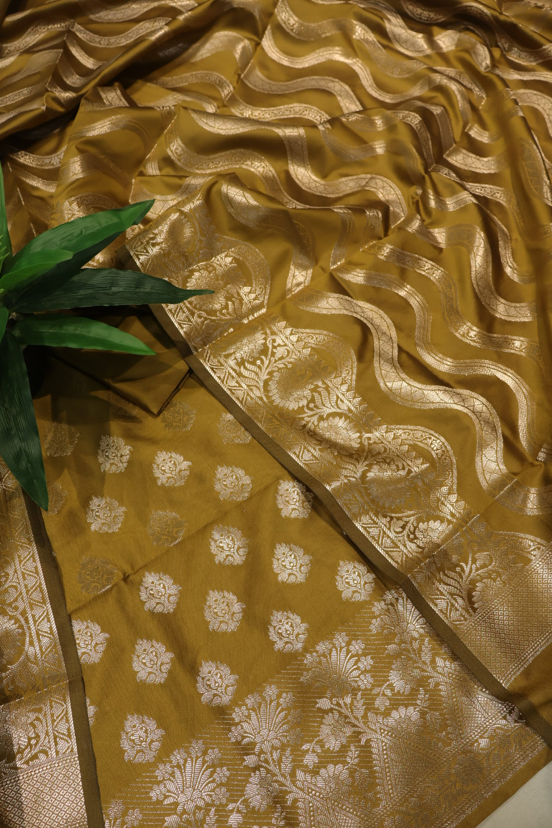 Mustard Katan Silk Woven Unstitched Banarasi Suit Set The Banarasee Aura