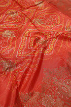 Cherry Red Banarasi Dola Silk Woven Unstitched Suit Set With Dola Silk Bandhani Printed Woven Dupatta The Banarasee Aura
