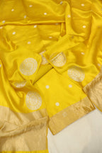 Yellow Banarasi Raw Mango Unstitched Suit Set With Pure Raw Mango Sona Roopa Dupatta The Banarasee Aura