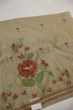 Beige Banarasi Chanderi Silk Blend Jamdani Woven Unstitched Suit Set With Chanderi Woven Dupatta The Banarasee Aura