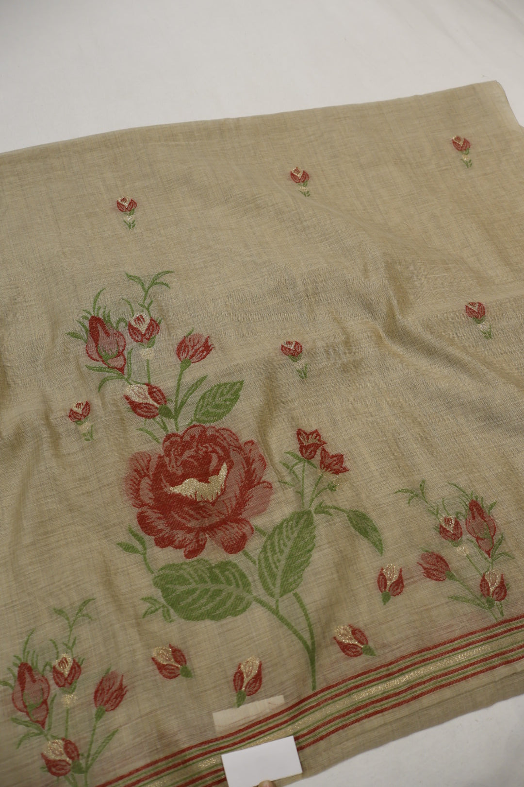 Beige Banarasi Chanderi Silk Blend Jamdani Woven Unstitched Suit Set With Chanderi Woven Dupatta The Banarasee Aura