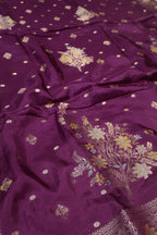 Purple Banarasi Satin Silk Blend Meenakri Woven Unstitched Suit Set With Satin Silk Blend Meenakari Woven Dupatta The Banarasee Aura