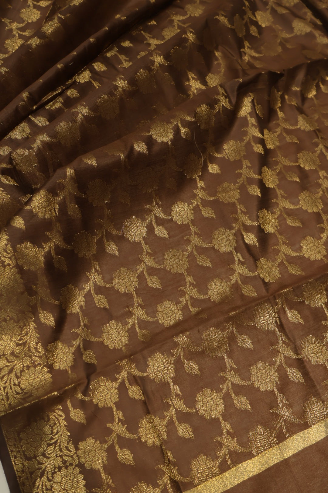 Chocolate Brown Cotton Silk Meenakari Woven Unstitched Banarasi Suit Set The Banarasee Aura