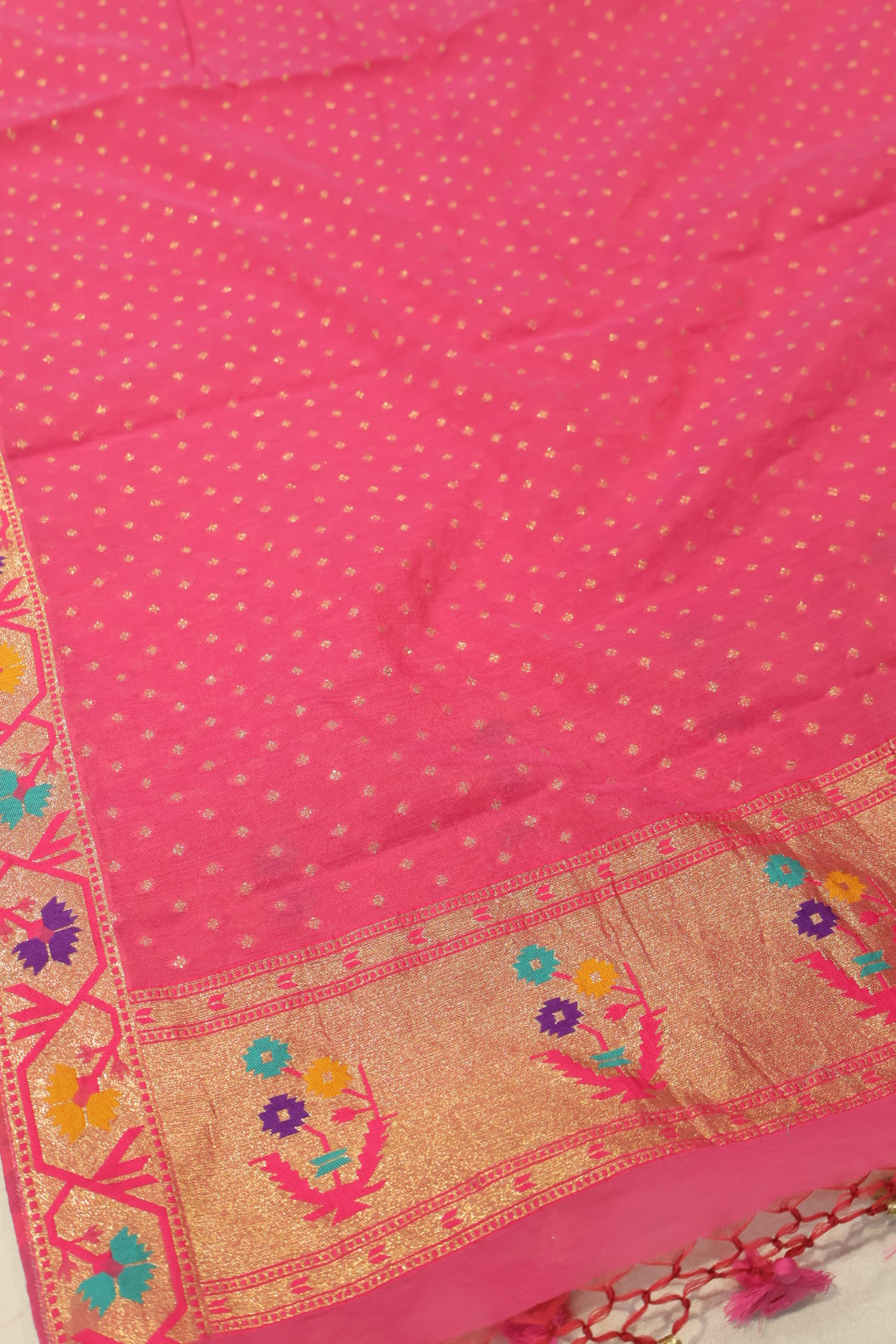 Pink Cotton Silk Meenakari Paithani Woven Unstitched Banarasi Suit Set The Banarasee Aura