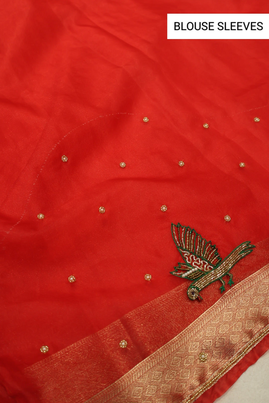 Red Banarasi Kora Silk Hand Embroidered Saree With Hand Embroidered Blouse The Banarasee Aura