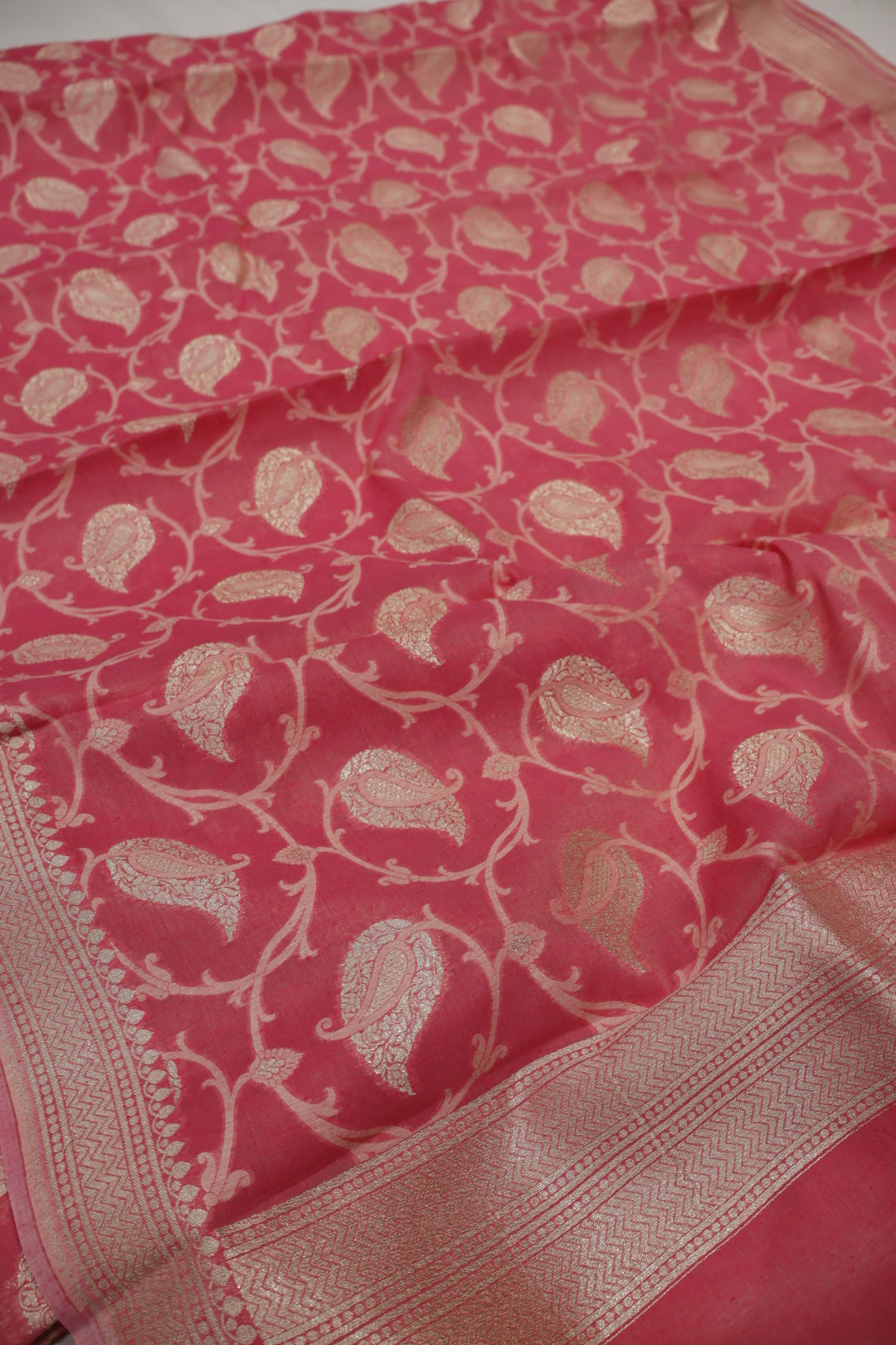 Pink Banarasi Chanderi Silk Blend  Woven Unstitched Suit Set With Chanderi Woven Dupatta The Banarasee Aura