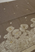 Taupe Brown Banarasi Chanderi Silk Blend Jamdani Woven Unstitched Suit Set With Chanderi Woven Dupatta The Banarasee Aura