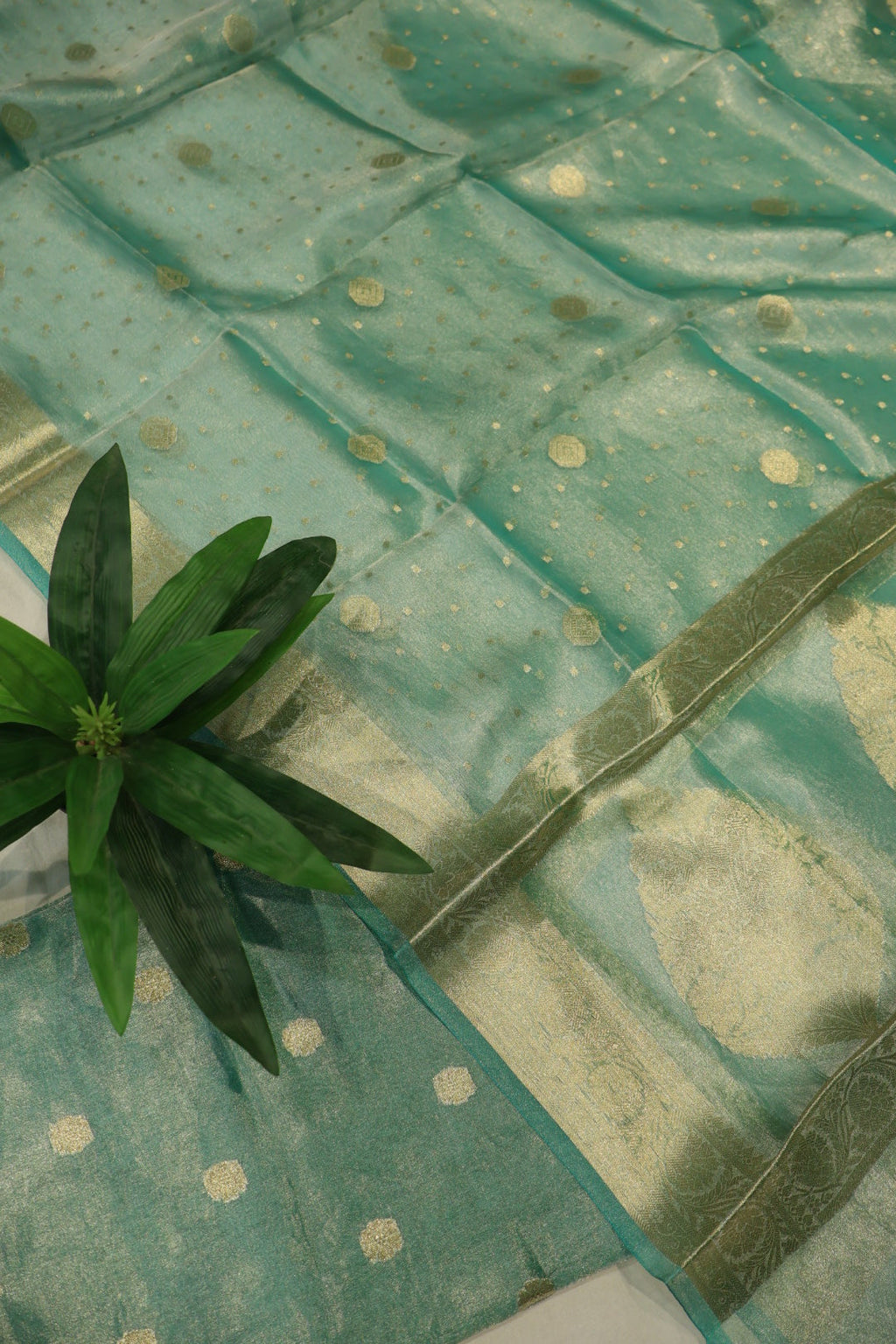 Turquoise Green Silver Banarasi Pure Tissue Silk Woven Unstitched Suit Set With Pure Tissue Silk Woven Dupatta The Banarasee Aura