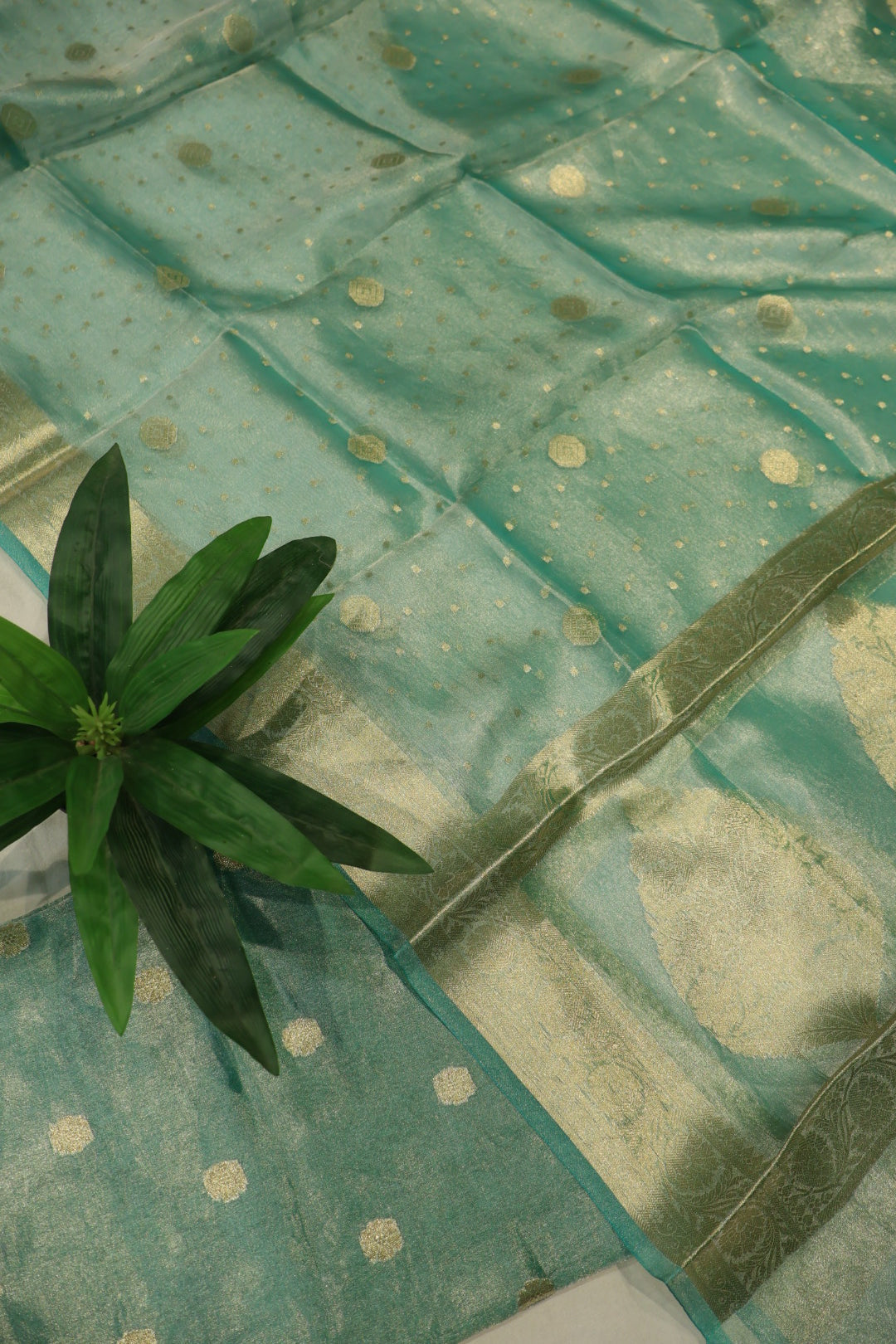 Turquoise Green Silver Banarasi Pure Tissue Silk Woven Unstitched Suit Set With Pure Tissue Silk Woven Dupatta The Banarasee Aura