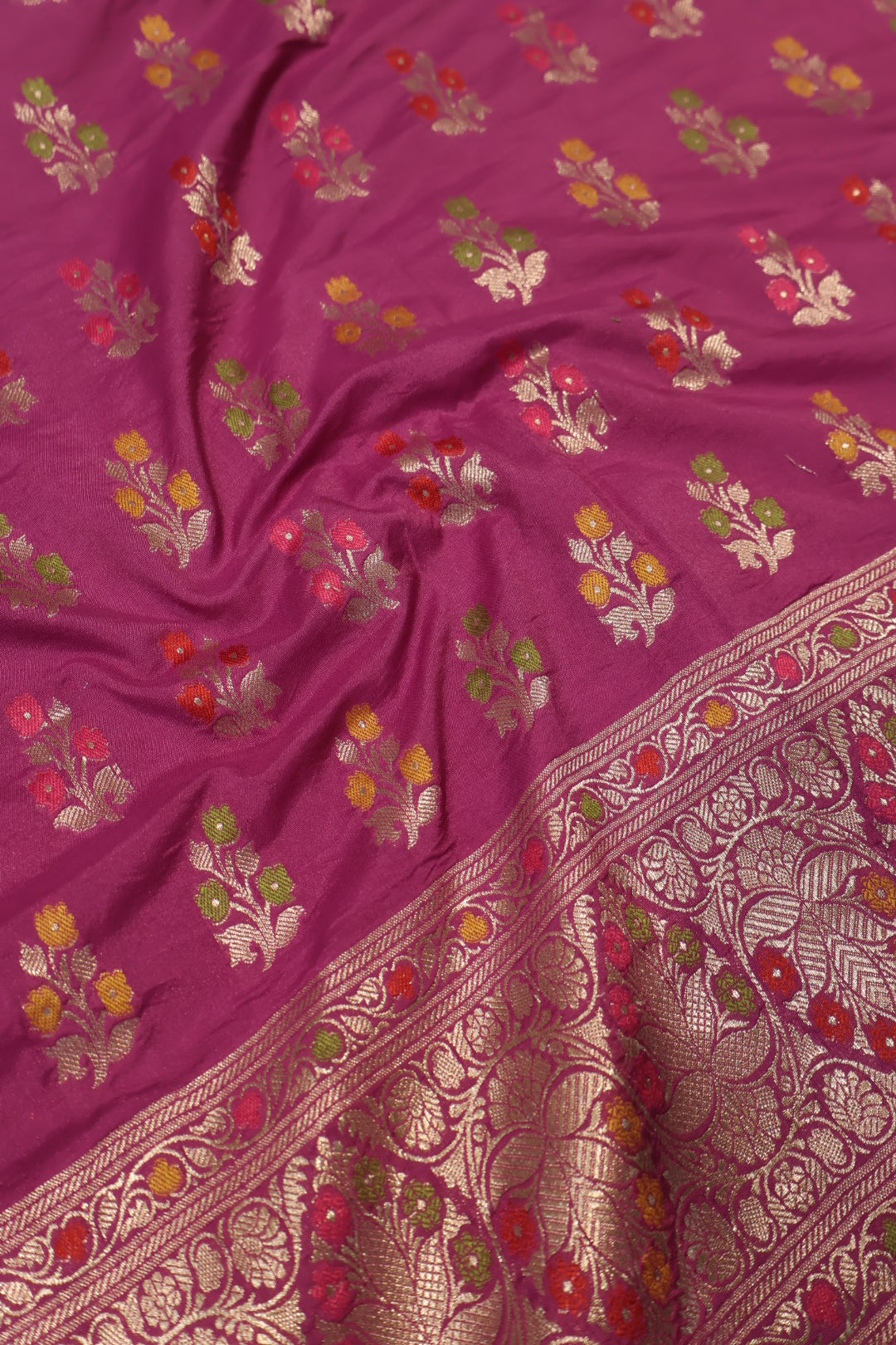 Magenta Satin Silk Tilfi Meenakari Woven Unstitched Banarasi Suit Set The Banarasee Aura
