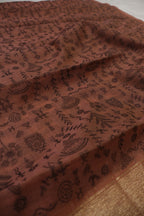 Orange Rust Banarasi Chanderi Silk Blend Jamdani Woven Unstitched Suit Set With Chanderi Woven Dupatta The Banarasee Aura