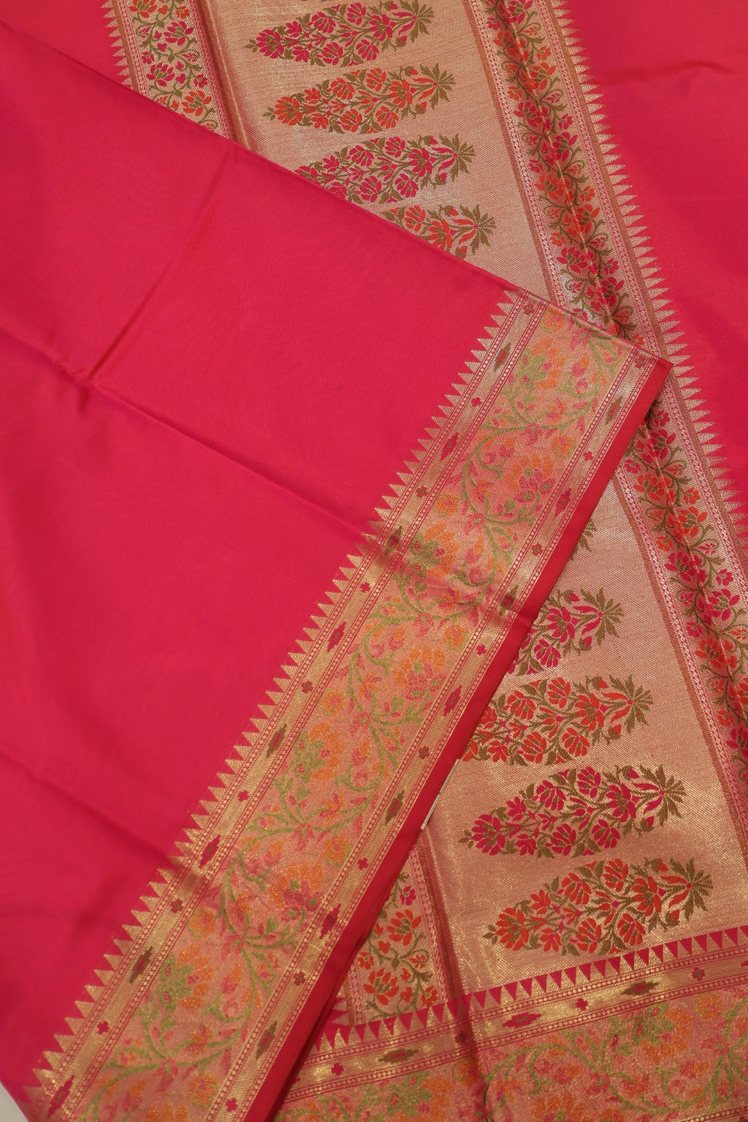 Fuchsia Pink Banarasi Katan Silk Golden Zari with Tilfi Meenakari Weaved Saree With Blouse The Banarasee Aura