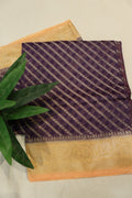 Purple Pure Mal Chanderi Banarasi Golden Zari Weaved Saree With Blouse The Banarasee Aura