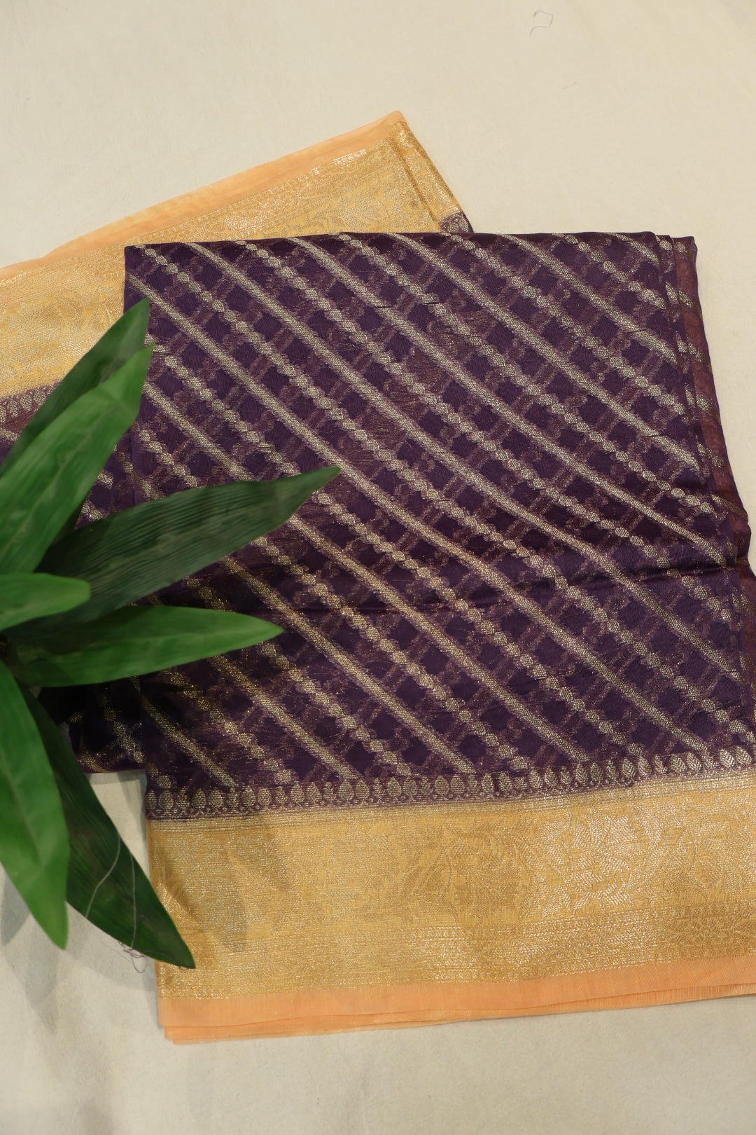 Purple Pure Mal Chanderi Banarasi Golden Zari Weaved Saree With Blouse The Banarasee Aura