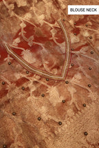 Rust - Gold Banarasi Tissue Organza Hand Embroidered Saree With Hand Embroidered Blouse The Banarasee Aura