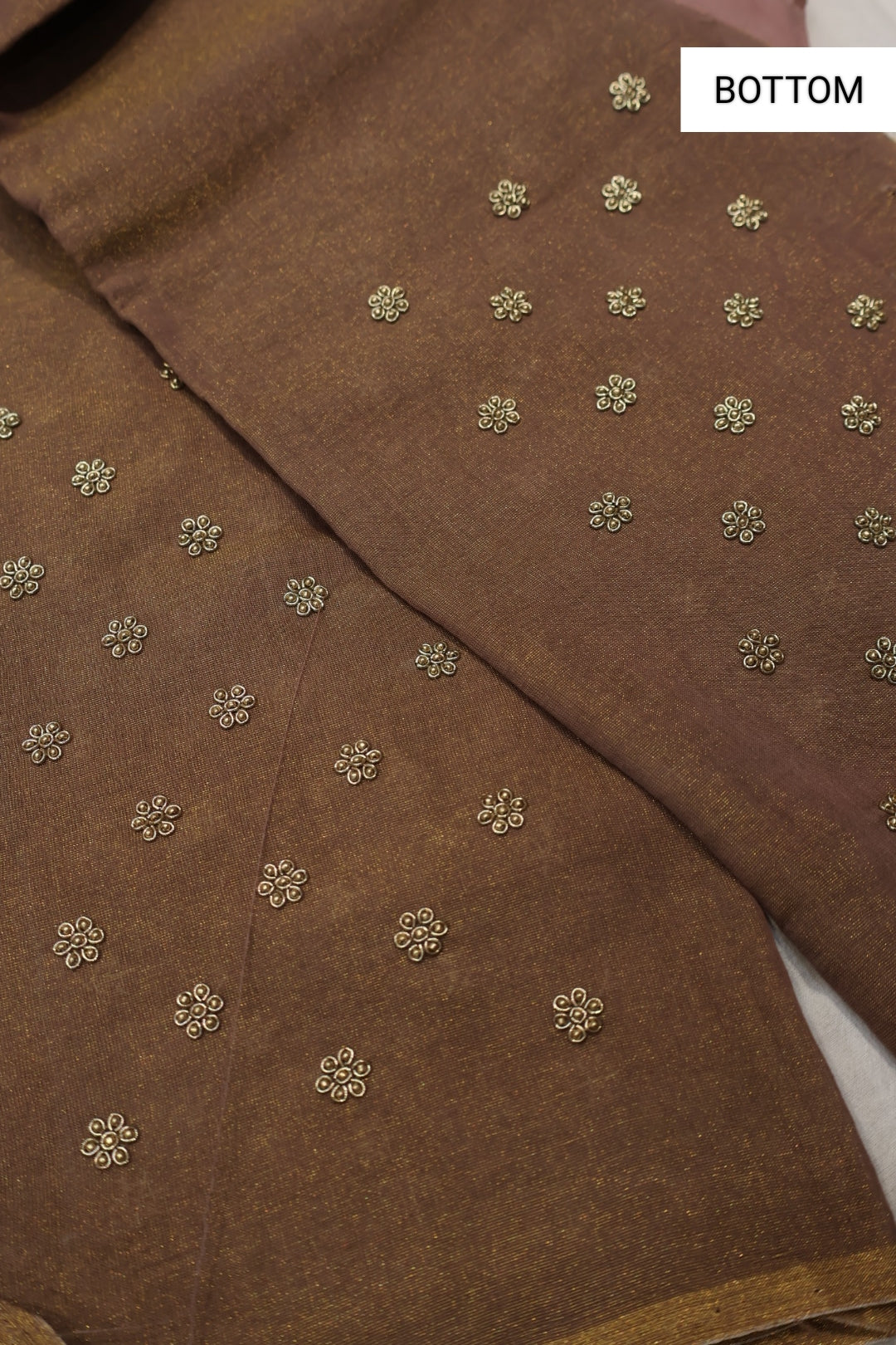 Rose Brown Banarasi Pure Tissue Stripes Hand Embroidered Unstitched Suit Set with Pure Organza Hand Embroidered Dupatta The Banarasee Aura