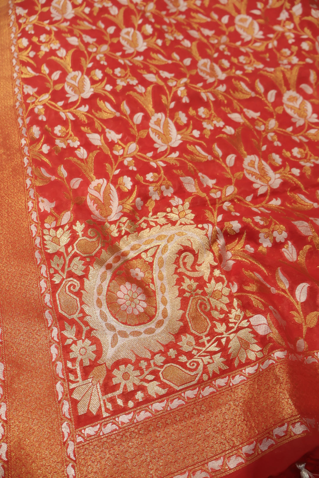 Red Cotton Silk Sona Roopa Woven Unstitched Banarasi Suit Set The Banarasee Aura