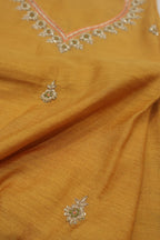 Mustard Banarasi Pure Moonga Tissue Silk Hand Embroidered Unstitched Suit Set with Pure Moonga Silk Rangkat Dupatta The Banarasee Aura