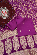 Royal Purple Pure Banarasi Chiniyal Silk Unstitched Suit Set With Pure Khadi Georgette Bandhej Dupatta The Banarasee Aura