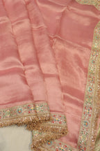 Baby Pink Pure Banarasi Tissue Silk Saree With Contrast Brocade Meenakari Woven Blouse The Banarasee Aura