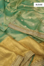 Turquoise Blue Pure Banarasi Tissue Silk Saree With Pure Tissue Silk Blouse The Banarasee Aura