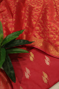 Red Cotton Silk Meenakari Woven Unstitched Banarasi Suit Set The Banarasee Aura