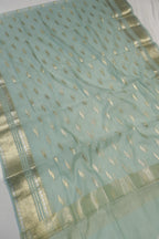 Sea Green Banarasi Pure Chanderi Silk Woven Unstitched Suit Set With Pure Chanderi Silk Sona Roopa Woven Dupatta The Banarasee Aura