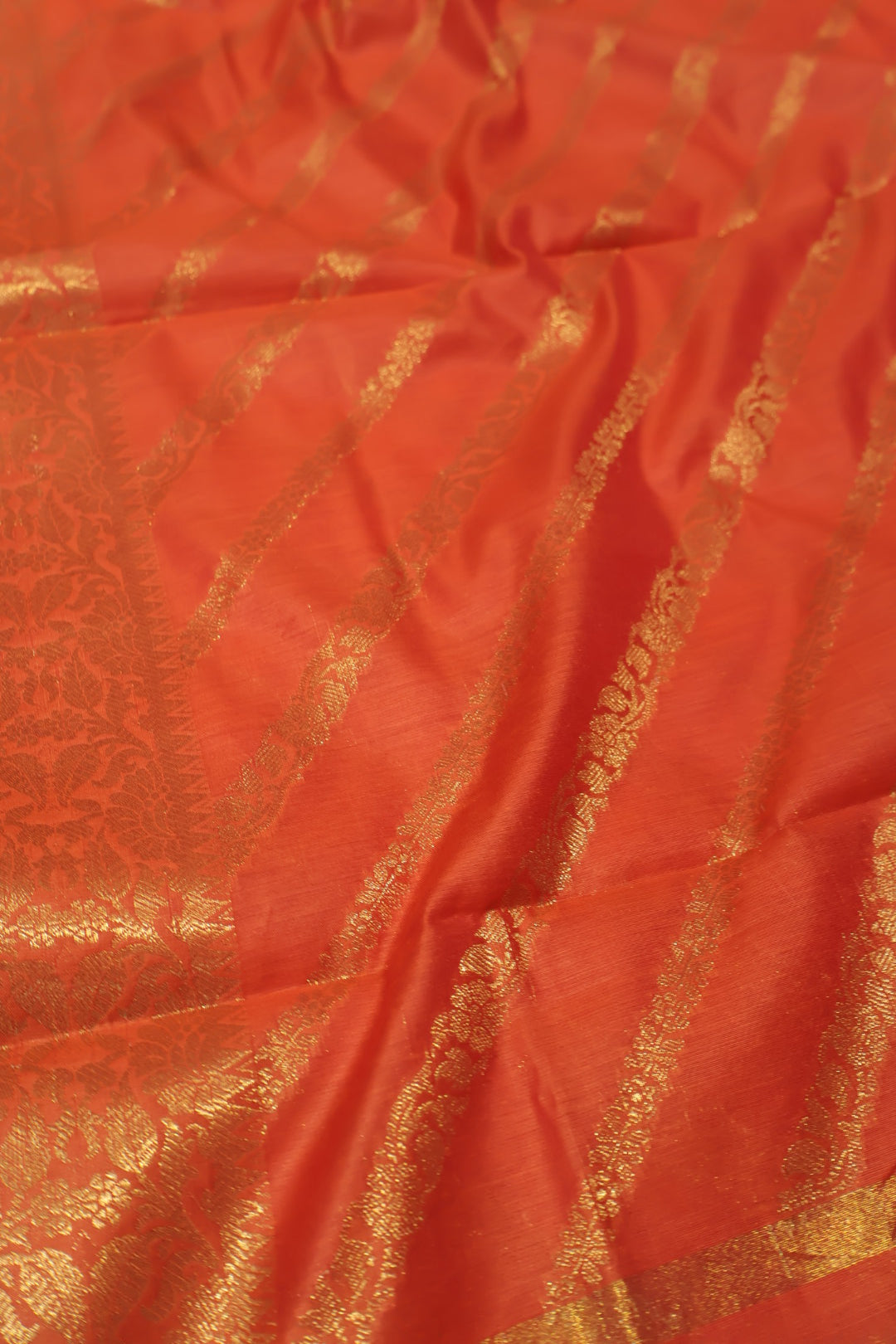 Orange Reddish Cotton Silk Meenakari Woven Unstitched Banarasi Suit Set The Banarasee Aura