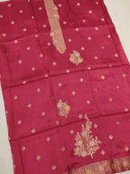 Rani Pink Banarasi Satin Silk Blend Meenakri Woven Unstitched Suit Set With Satin Silk Blend Meenakari Woven Dupatta The Banarasee Aura