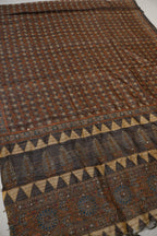 Charcoal Brown Chanderi Silk Printed and Embroidered Unstitched Suit Set With Chanderi Digital Printed And Embroidered Dupatta The Banarasee Aura