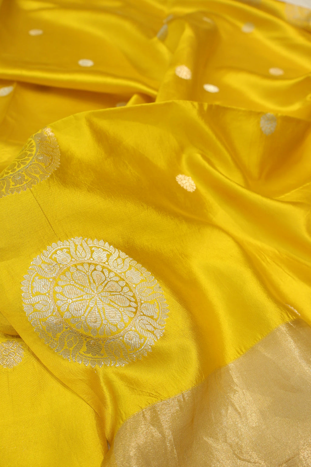 Yellow Banarasi Raw Mango Unstitched Suit Set With Pure Raw Mango Sona Roopa Dupatta The Banarasee Aura