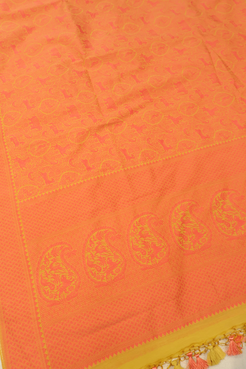 Mustard Cotton Silk Resham Woven Unstitched Banarasi Suit Set