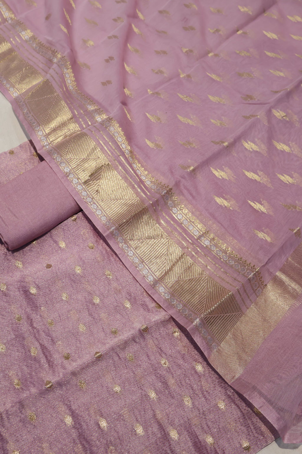 Purple Banarasi Pure Chanderi Silk Woven Unstitched Suit Set With Pure Chanderi Silk Sona Roopa Woven Dupatta The Banarasee Aura