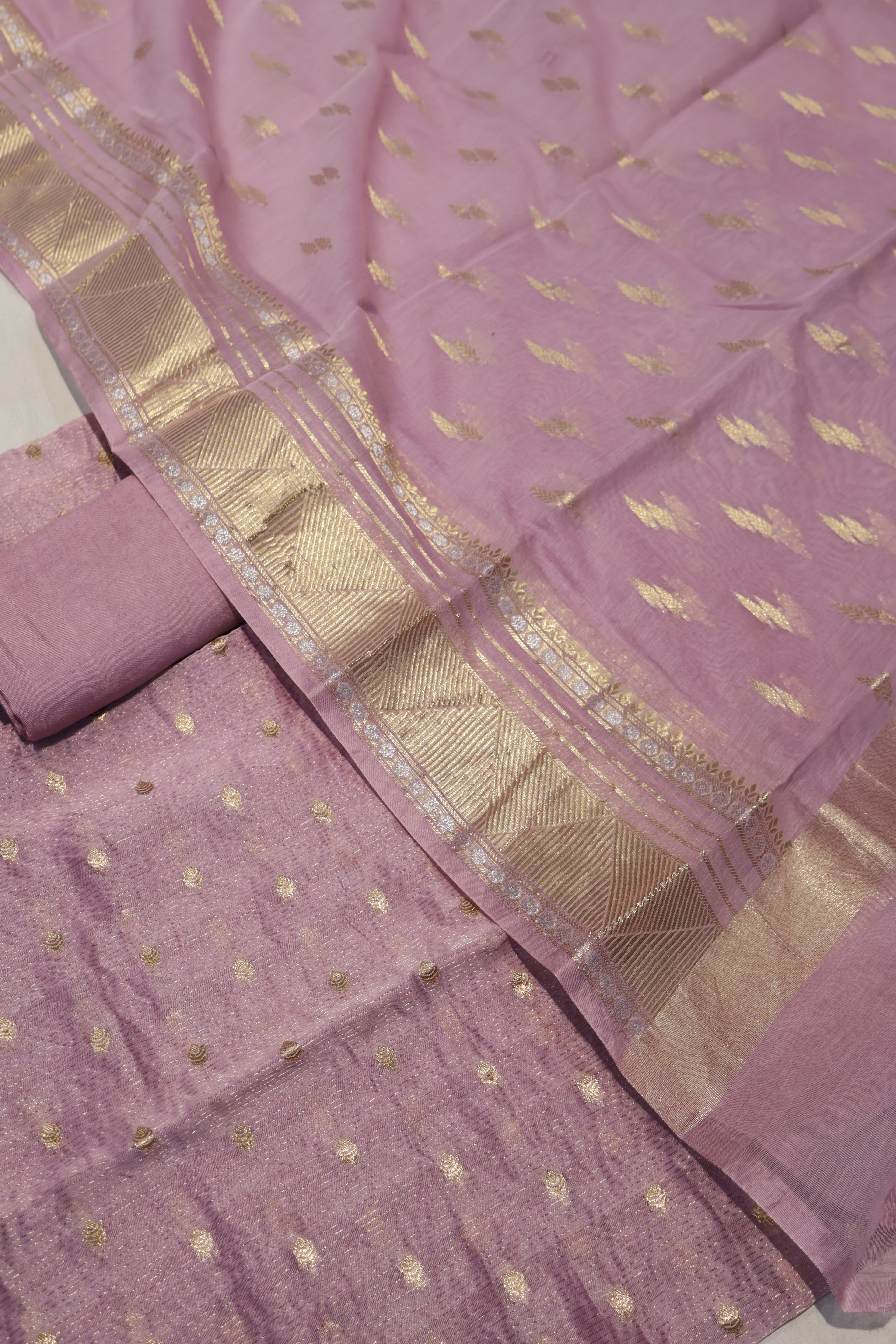 Purple Banarasi Pure Chanderi Silk Woven Unstitched Suit Set With Pure Chanderi Silk Sona Roopa Woven Dupatta The Banarasee Aura