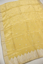 Yellow Uppada Silk with Tissue Stripes Hand Embroidered and Woven Unstitched Suit Set With Tissue Silk Woven Dupatta The Banarasee Aura