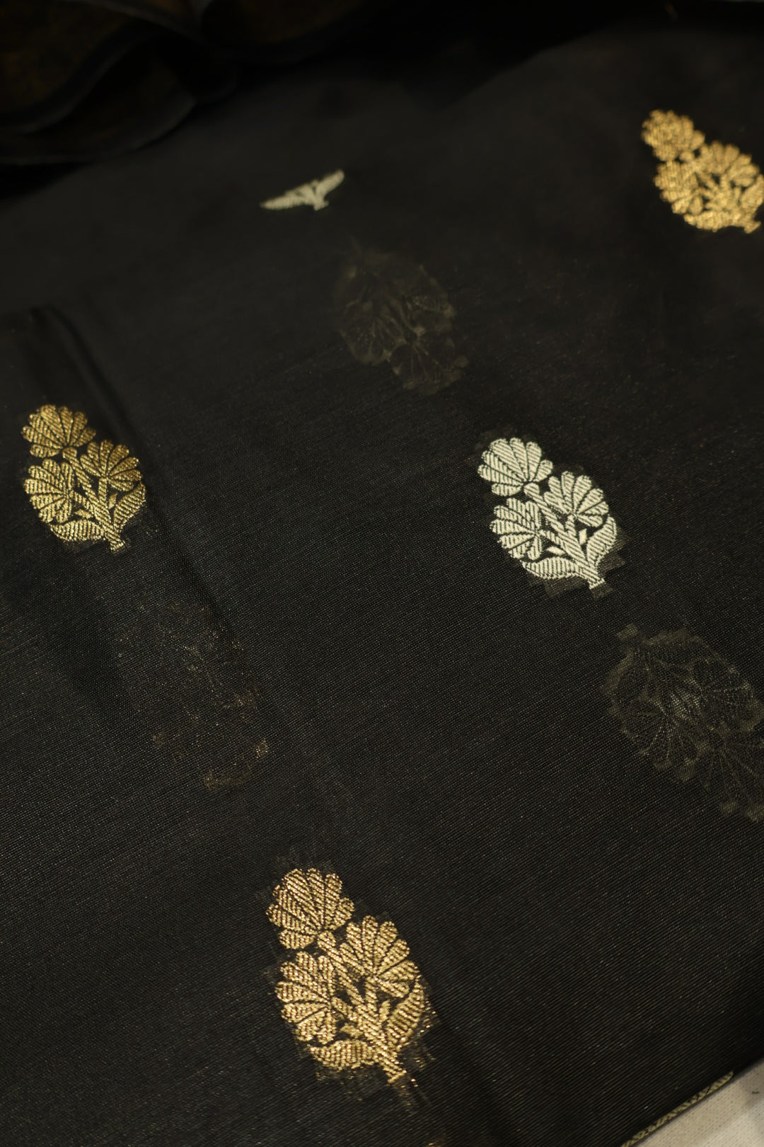 Black Cotton Silk Meenakari Woven Unstitched Banarasi Suit Set The Banarasee Aura