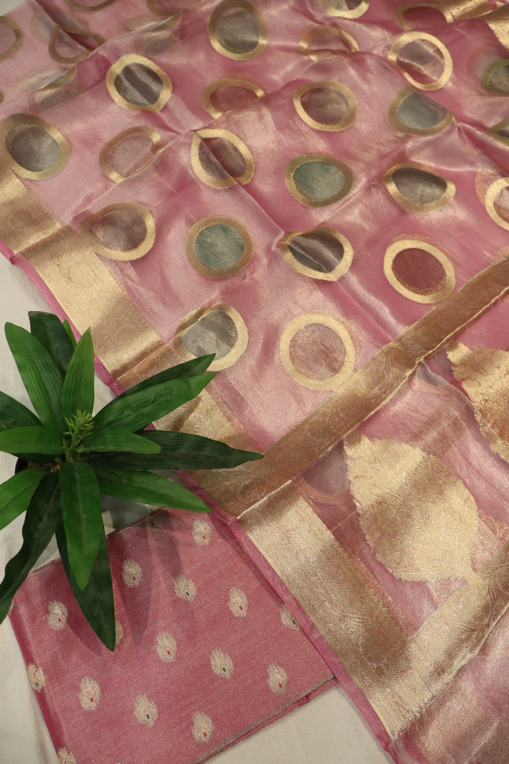 Pink Silver Banarasi Pure Tissue Silk Meenakari Woven Unstitched Suit Set With Pure Tissue Silk Woven Rangkat Dupatta The Banarasee Aura